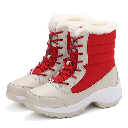 Womens Fleece-Lined High-Top Winter Snow Boots Outdoor Hiking Shoes