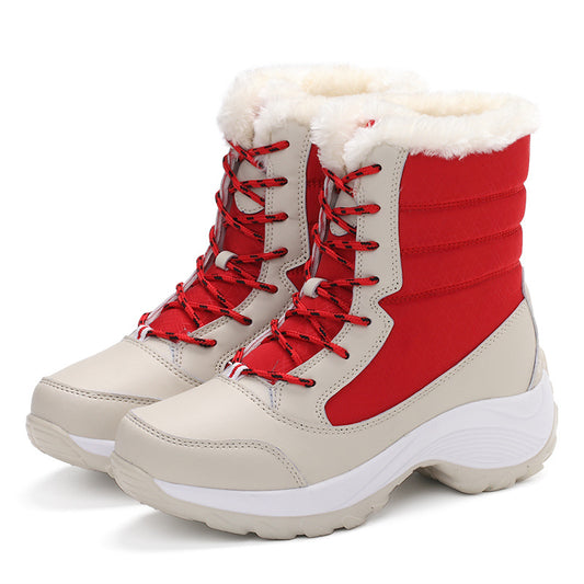 Womens Fleece-Lined High-Top Winter Snow Boots Outdoor Hiking Shoes