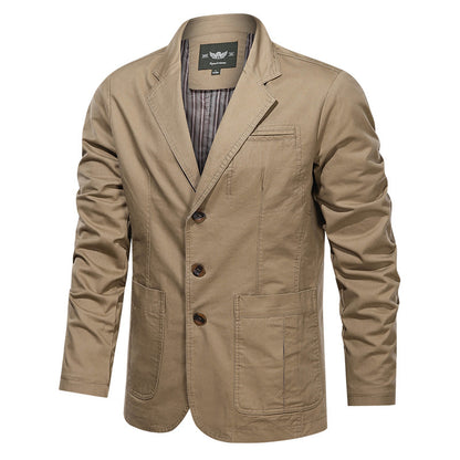 Men's Retro Solid Color Loose Fit Casual Business Jacket