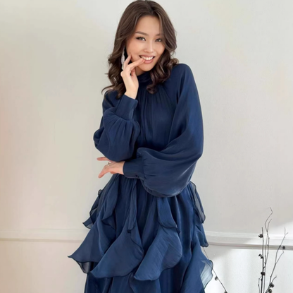 Elegant Ruffle Pleated Dress