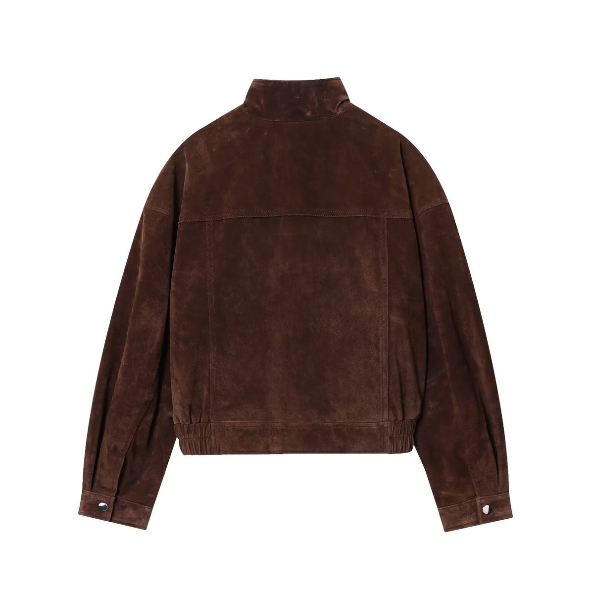 Womens Stand Collar Long Sleeve Suede Jacket