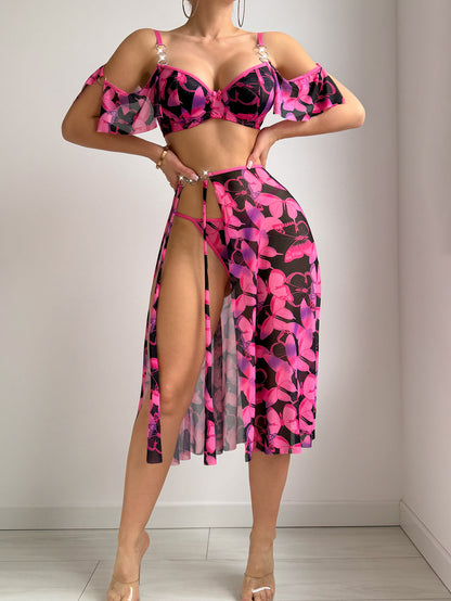 Sexy lingerie set van mesh met luipaardprint