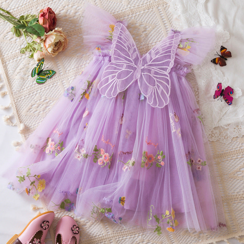 Girls Butterfly Wing Mesh Dress