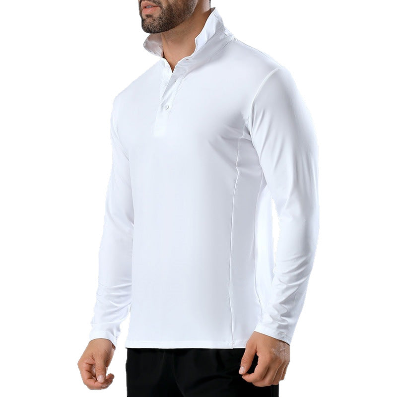 Mens Quick-Dry Long Sleeve Polo Shirt