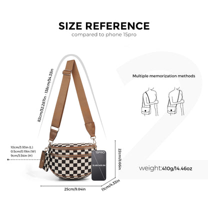 Checkerboard Pattern Crossbody Shell Bag