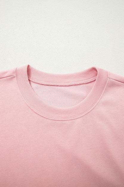 Effen losvallend T-shirt en broek met trekkoord en wijde pijpen  2-delige set