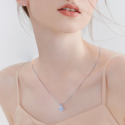 Classic Six-Prong Moissanite Necklace Sterling Silver