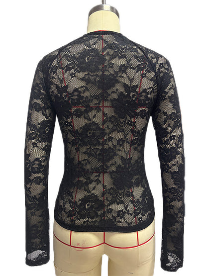 Womens Slim Fit Lace Long Sleeve Top