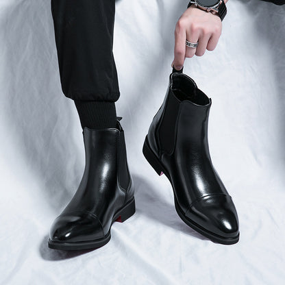 Men's boots - English style casual Chelsea boots - high-top leather shoes