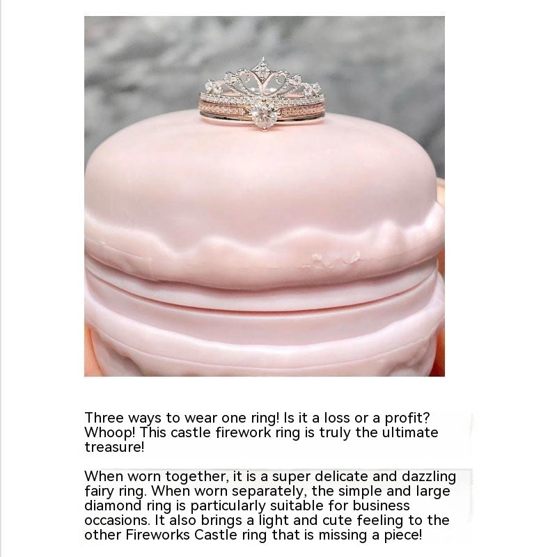 Moissanite Ring Kroon Witte Roos Tweekleurig Goud