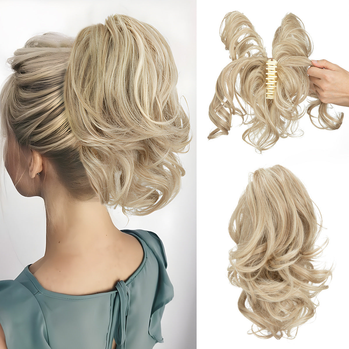 Short Synthetic Adjustable Fluffy Natural Grip Ponytail