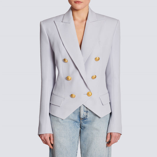 Klassieke damesblazer met dubbele rij gouden knopen