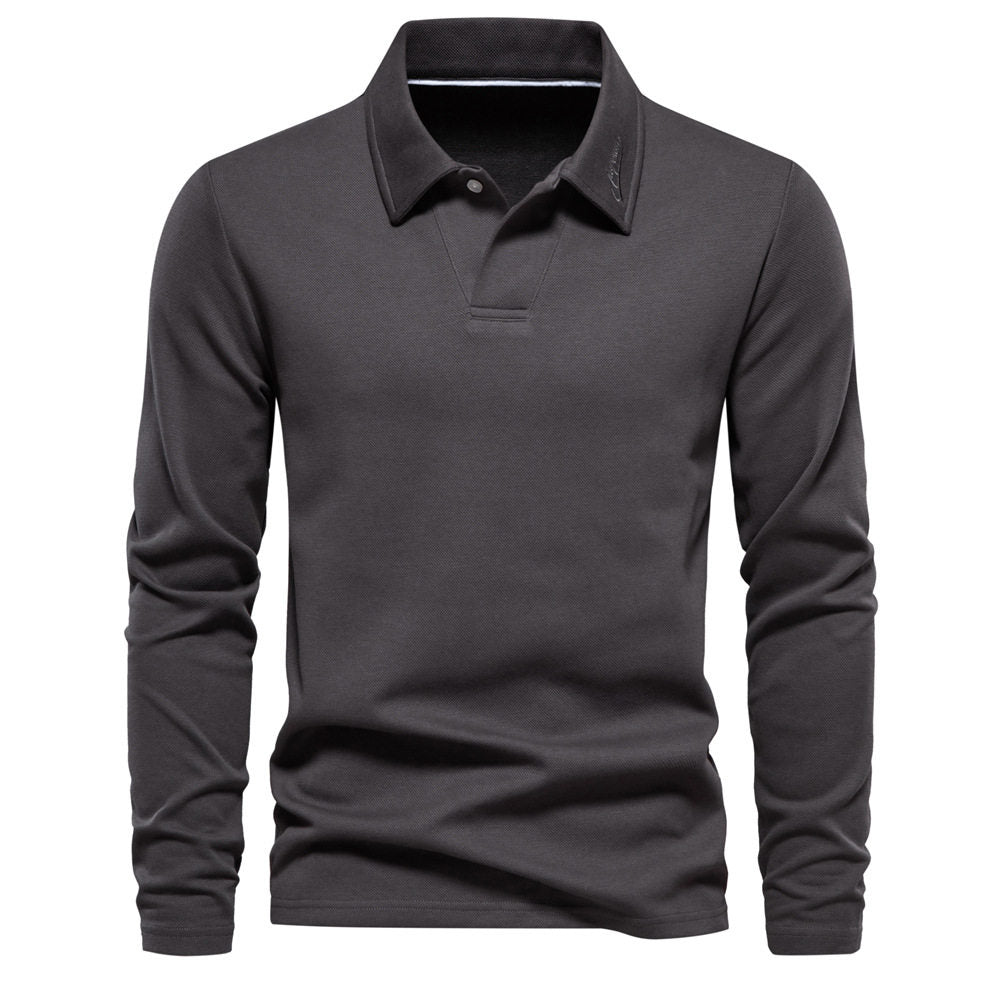 Polo T-shirt voor heren met lange mouwen kraag en knoop of ritssluiting