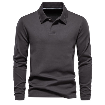 Polo T-shirt voor heren met lange mouwen kraag en knoop of ritssluiting