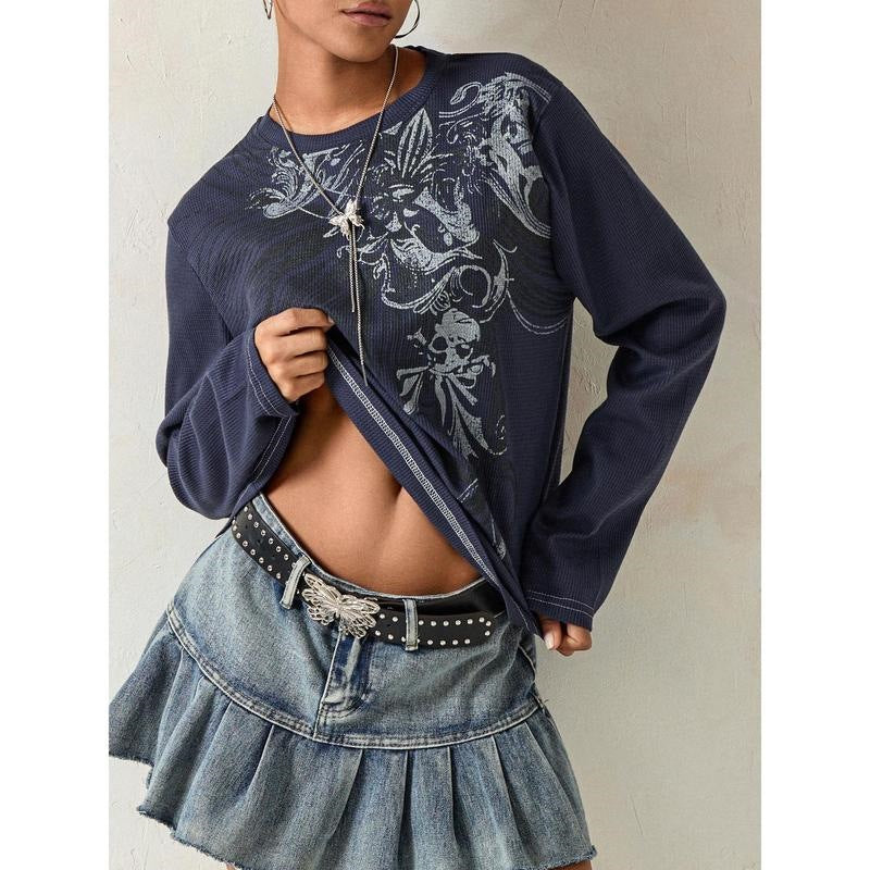 Printed long-sleeved T-shirt