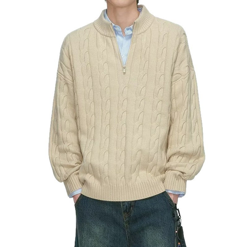 Half Zip Cable Knit Sweater