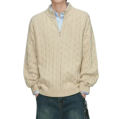 Half Zip Cable Knit Sweater