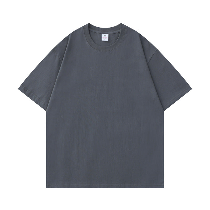 small neckline cotton loose short sleeve solid color bottoming T-shirt