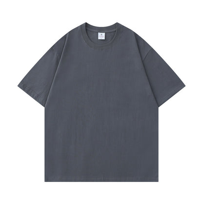 small neckline cotton loose short sleeve solid color bottoming T-shirt