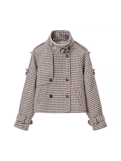 Double-breasted plaid coat