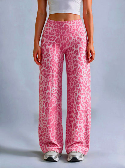 Women's Brushed Fabric High-Waisted Wide-Leg Yoga Running Pants