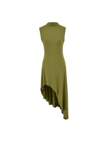 French Style High Collar Sleeveless Dress