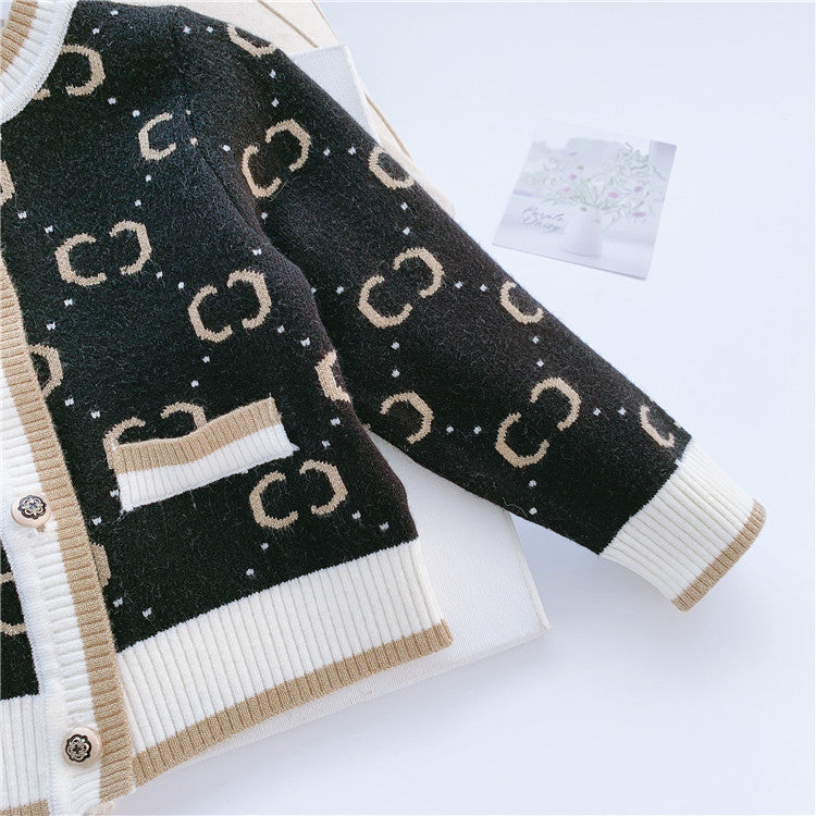 Meisjes gebreide trui met cardigan