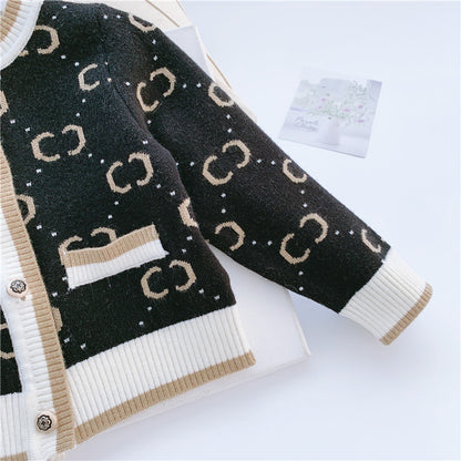 Meisjes gebreide trui met cardigan