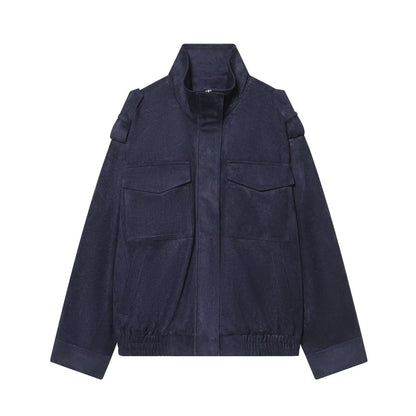 Women's Stand Collar Suede Texture Jacket