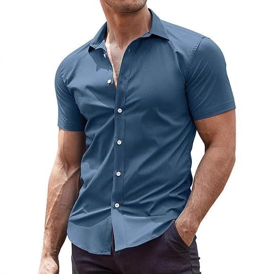 Mens Classic Business Casual Short Sleeve Shirt