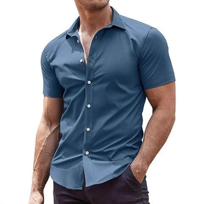Mens Classic Business Casual Short Sleeve Shirt