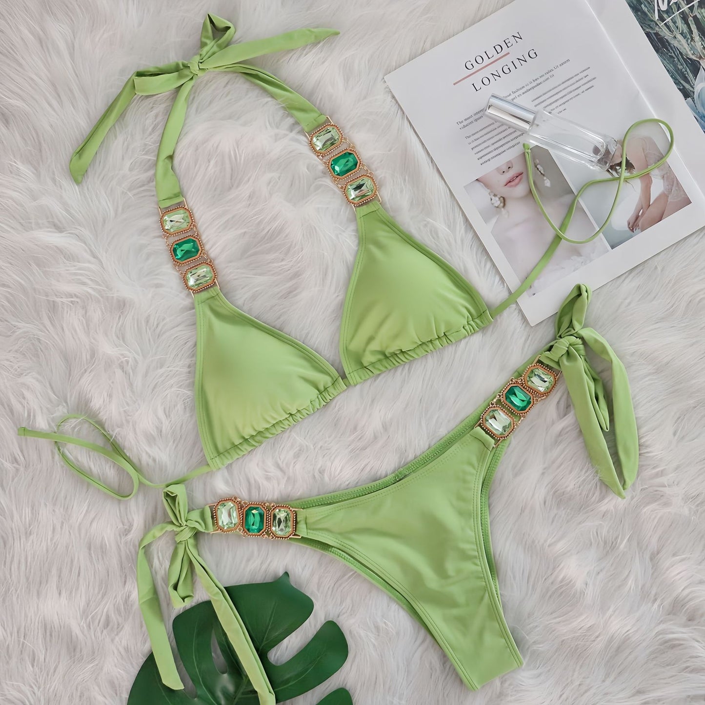 Crystal Diamond Bikini Two Piece Swimsuit