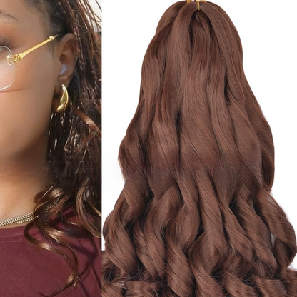 Synthetic fiber wig with long wavy hair