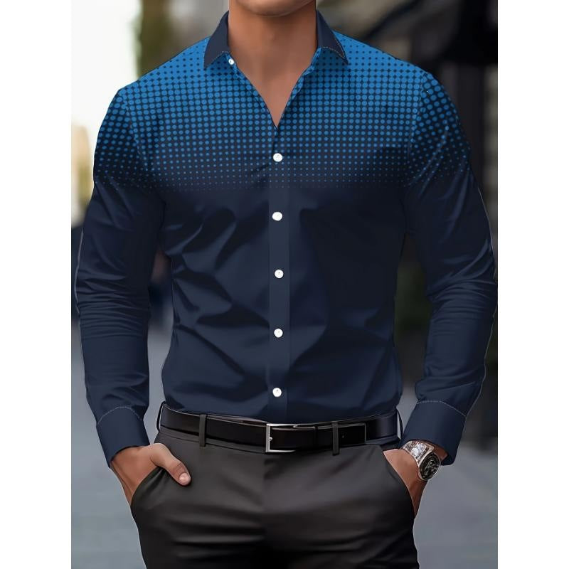 Bedrukt slim-fit  herenoverhemd met lange mouwen elegante model