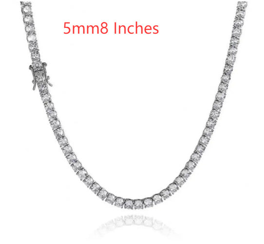 S925 Zilveren Moissanite Enkelrijige Tennisketting Unisex