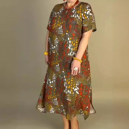 Dames Bedrukte Losse Midi-jurk