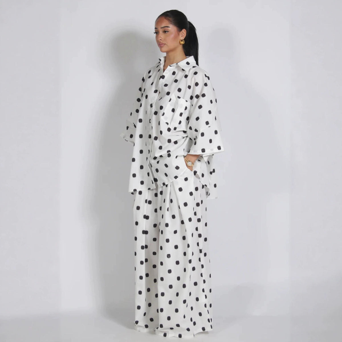 Retro Polka Dot Shirt and Pants Set