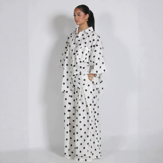 Retro Polka Dot Shirt and Pants Set