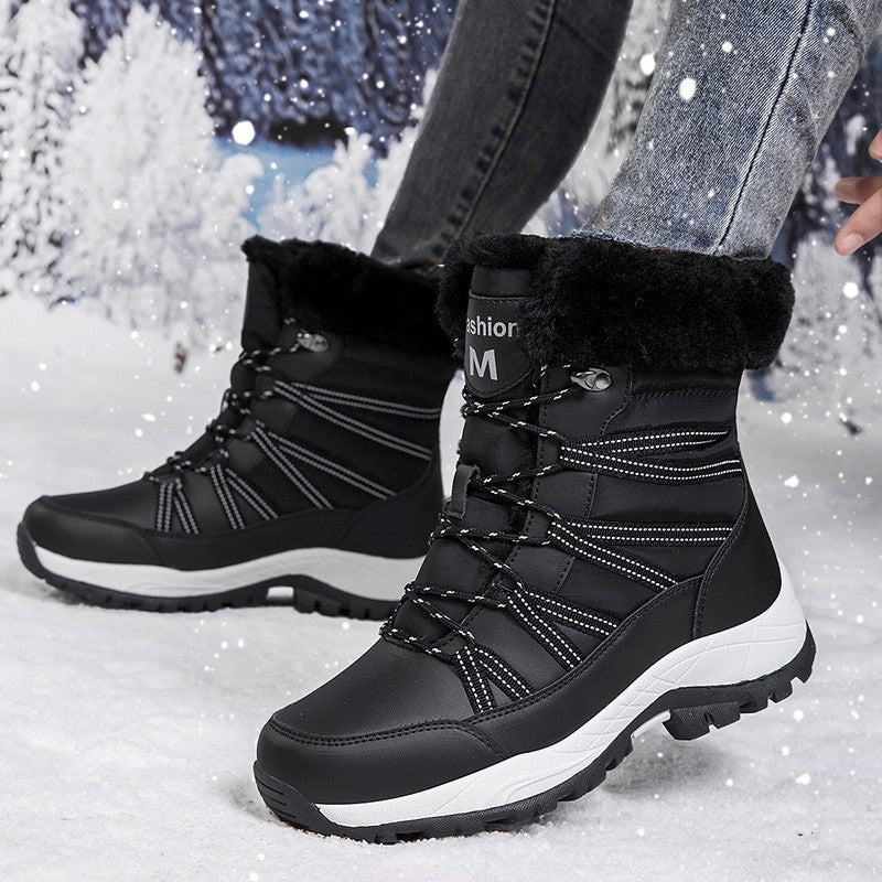 Women Fleece Lined Winter Snow Boots High Top Warm Cotton Shoes