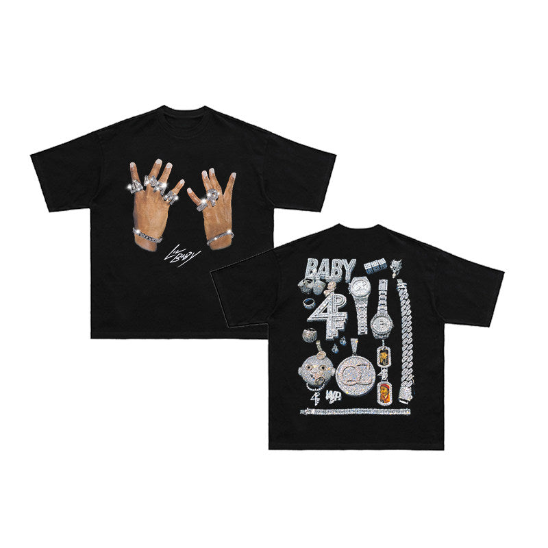 Lil Baby Vintage T-shirt met strasssteentjes