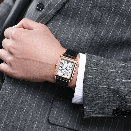 Classic Square Roman Numeral Mens Watch