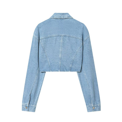 Vintage chique korte denim jas voor dames