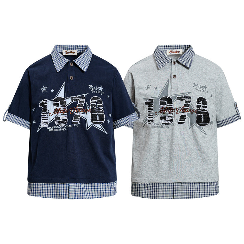 Poloshirt met korte mouwen en print 2-in-1 look