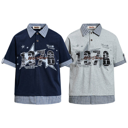 Poloshirt met korte mouwen en print 2-in-1 look