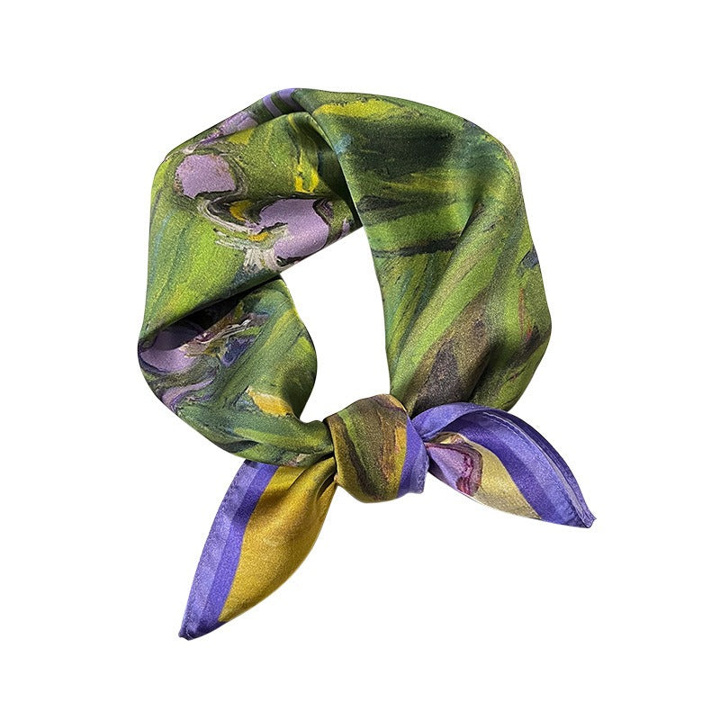 Countryside style spring and summer purple tulip silk scarf  women's scarf neck protection scarf