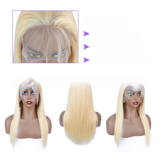 Real human hair front lacewig blond straigth hair