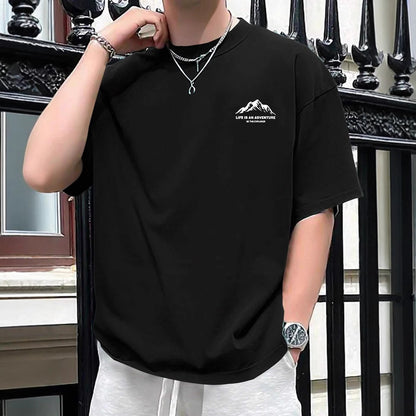 Summer men's  pure cotton casual loose plus size Letter And