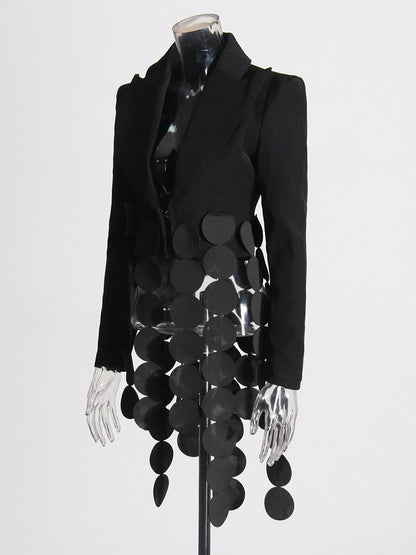 Elegant women's suit jacket with spliced round piece design