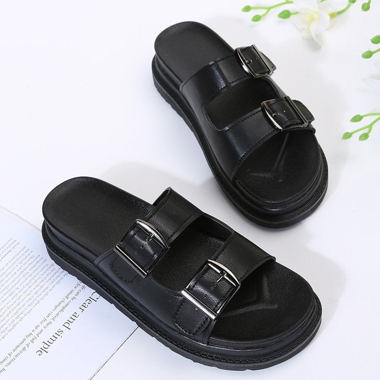 New Design Womens Flat Roman Sandals Thick Hollow Out Sandals