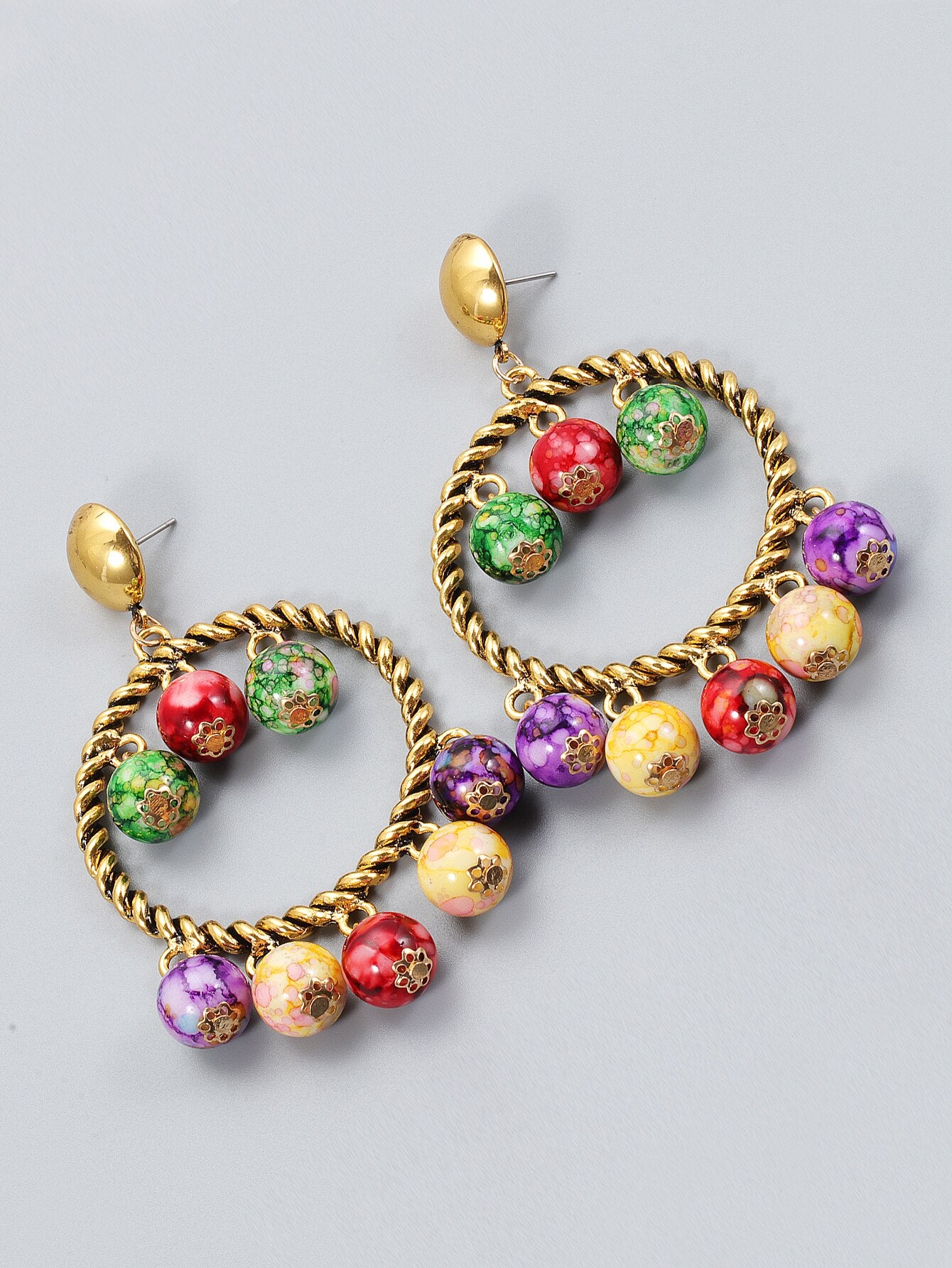 New Designer Beaded Ball Drop Dangle Earrings Jewelry Exquisite Ethnic Handmade Big Circle Earrings Women